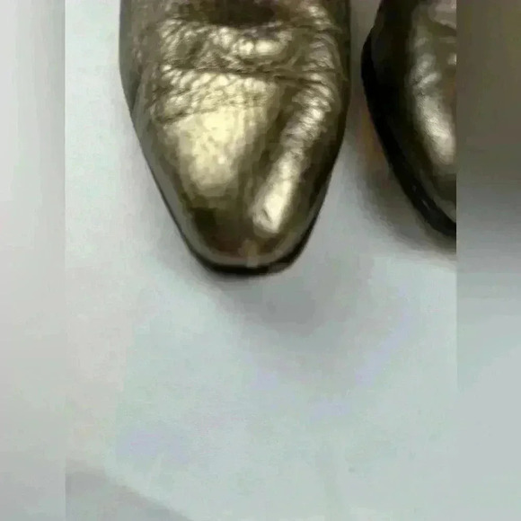 Vintage Lenni Lattice Cowboy Western Boots Metallic Gold Leather Italy - Picture 6 of 10